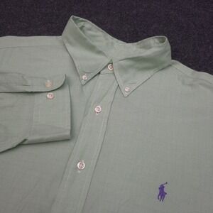 Ralph Lauren Mens 17|XL Light Green Classic Fit Button Down Shirt Long Sleeve